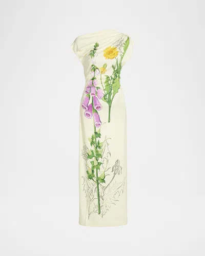 Oscar De La Renta Off-the-shoulder Foxglove Draped Jersey Maxi Dress In Multi