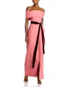 Oscar De La Renta Off-the-shoulder Wool-blend Gown In Rouge