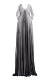 Oscar De La Renta Off-the-shoulder Silk-chiffon Gown In Gray