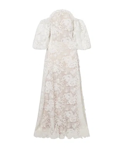 Oscar De La Renta Off-the-shoulder Embroidered Lace Gown In White