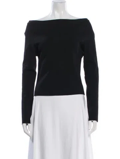 Pre-owned Oscar De La Renta Off-the-shoulder Long Sleeve Top In Black