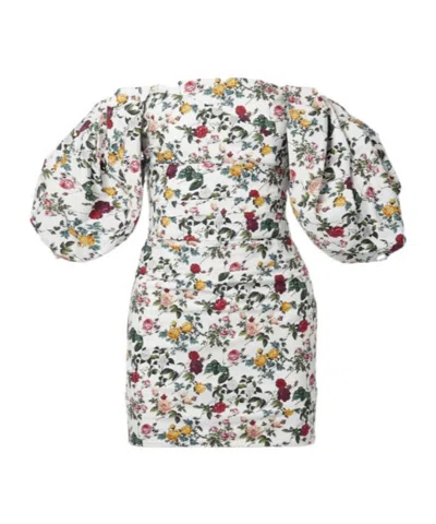 Oscar De La Renta Off-the-shoulder Printed Mini Dress In Multi