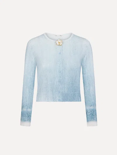 Oscar De La Renta Ombr Button-detailed Cardigan In Blue