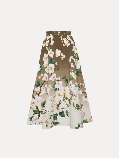 Oscar De La Renta Ombr Cherry Blossom Cotton Poplin Skirt