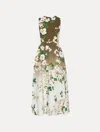 Oscar De La Renta Sleeveless Ombre Ankle Length Cherry Blossom Dress In Green