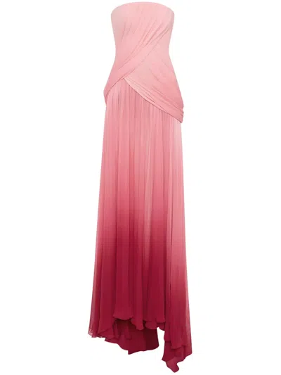 Oscar De La Renta Ombr� Silk Chiffon Gown In Pink