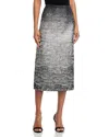 Oscar De La Renta Ombre Metallic Boucle Jacquard Midi Pencil Skirt In Multi