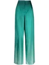 OSCAR DE LA RENTA OMBRÉ-EFFECT SILK PALAZZO TROUSERS