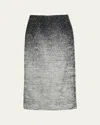 Oscar De La Renta Ombre Metallic Boucle Jacquard Midi Pencil Skirt In Black