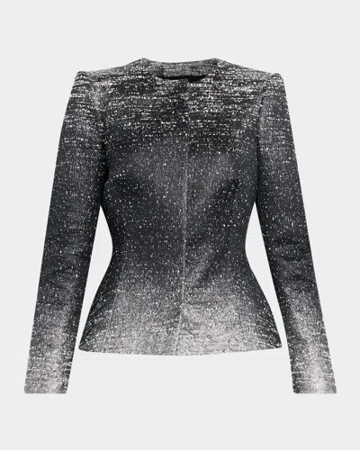 Oscar De La Renta Ombre Metallic Boucle Jacquard Single-breasted Jacket In Black
