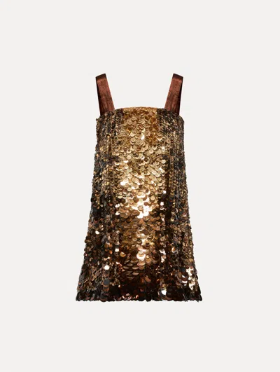 Oscar De La Renta Ombre Paillette Cocktail Dress In Gold
