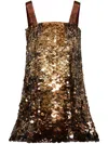 Oscar De La Renta Satin Strap Ombre Paillette Embroidered Cocktail Dress In Gold