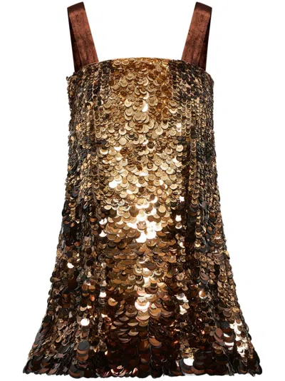OSCAR DE LA RENTA OMBRE PAILLETTE COCKTAIL DRESS