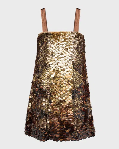OSCAR DE LA RENTA OMBRE PAILLETTE EMBROIDERED MINI DRESS
