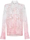 Oscar De La Renta Ombre Peony Guipure Blouse In Rosa