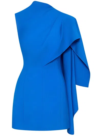 OSCAR DE LA RENTA ONE-SHOULDER CAPE DRESS