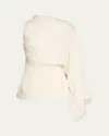 Oscar De La Renta One-shoulder Fringed Fil Coupe Dress In Ivory