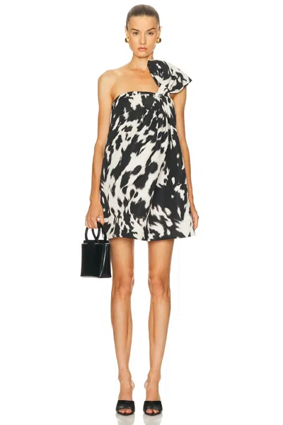 Oscar De La Renta One Shoulder Mini Dress In Multi