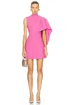 Oscar De La Renta One Shoulder Mini Dress In Rosehip