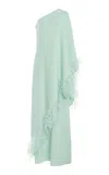 Oscar De La Renta One-shoulder Point D'esprit Silk-blend Caftan In Blue