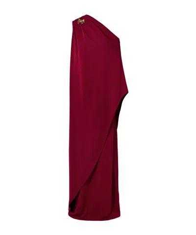 Oscar De La Renta One-shoulder Embellished Dress In Brown