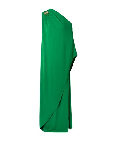 Oscar De La Renta One-shoulder Embellished Dress In Green
