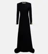 Oscar De La Renta Long-sleeve Keyhole Back Gown With Butterfly Details In Black