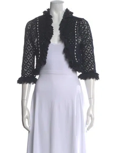 Pre-owned Oscar De La Renta Open Front Sweater In Blue