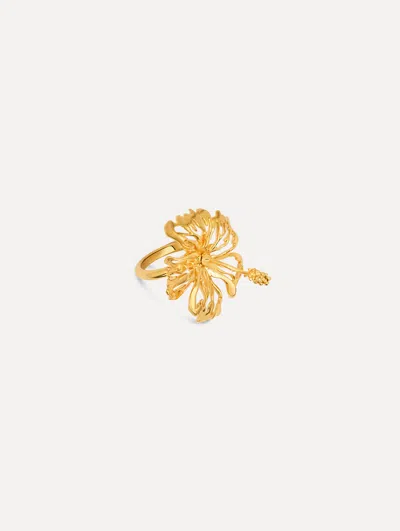 Oscar De La Renta Openwork Hibiscus Ring In Gold
