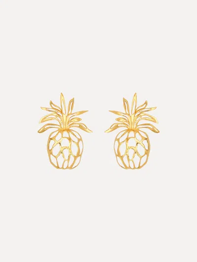 Oscar De La Renta Openwork Pineapple Clip-on Earrings In Gold