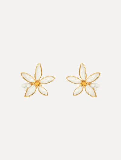 Oscar De La Renta Orange Blossom Earrings In Gold