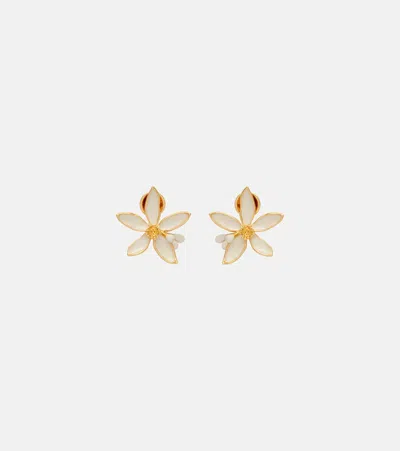 Oscar De La Renta Orange Blossom Enamel Earrings In Blue