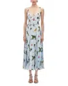Oscar De La Renta Orchids Cotton Poplin Belted Midi Tank Dress In Light Blue