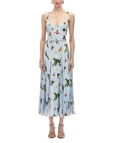 OSCAR DE LA RENTA OSCAR DE LA RENTA ORCHID CHIFFON PLEATED MAXI DRESS