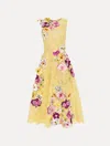 Oscar De La Renta Orchid Embroidered Picot Lace Dress