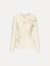 Oscar De La Renta Orchid Embroidered Tweed Jacket In White