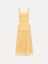 Oscar De La Renta Orchid Guipure Tweed Midi Dress