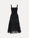 Oscar De La Renta Orchid Guipure & Tweed Dress In Blue