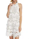 Oscar De La Renta Orchid Guipure Bubble Skirt Trapeze Dress In White In White