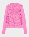 Oscar De La Renta Guipure Lace Front Cardigan In Rosehip