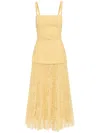 Oscar De La Renta Orchid Guipure Tweed Midi Dress In Yellow