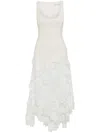 Oscar De La Renta Cotton Tweed-guipure Midi Dress In Neutrals