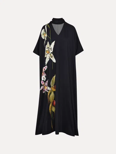Oscar De La Renta Orchid Jersey Caftan In Multi