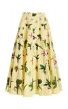 Oscar De La Renta Orchid Poplin Circle Skirt In Yellow Multi