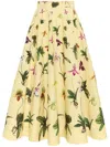 Oscar De La Renta Orchid Poplin Circle Skirt In Yellow