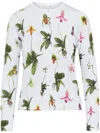Oscar De La Renta Orchid Printed Cardigan In Blue