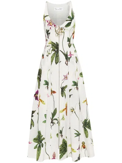 OSCAR DE LA RENTA ORCHID ZIP-FRONT POPLIN DRESS