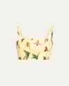 Oscar De La Renta Orchid Cotton Poplin Cropped Tank In Yellow Multi