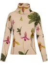 Oscar De La Renta Long Sleeve  Printed Orchid Pullover In Neutrals