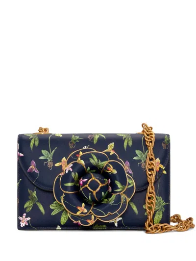 Oscar De La Renta Orchid-print Tro Bag In Blue